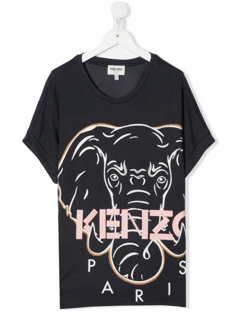 kenzo kids 大象印花logo t恤