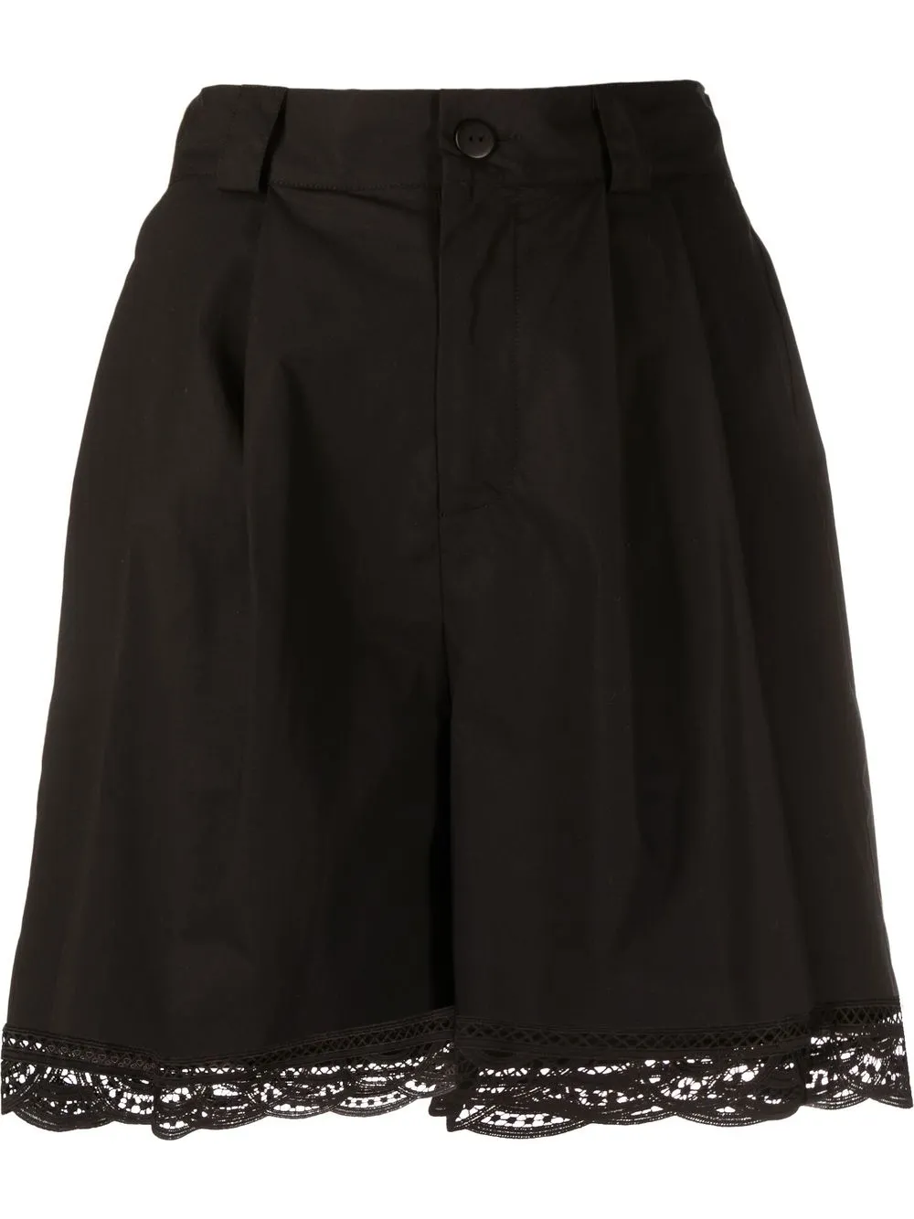 Twinset Scallop-edge High-waist Shorts In Black