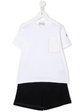 Moncler Enfant logo patch Cotton Shorts Set White FARFETCH ZA