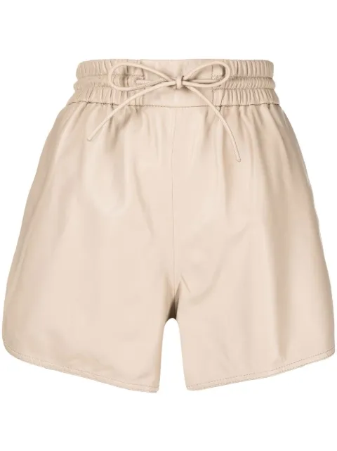Yves Salomon tie-fastening leather shorts