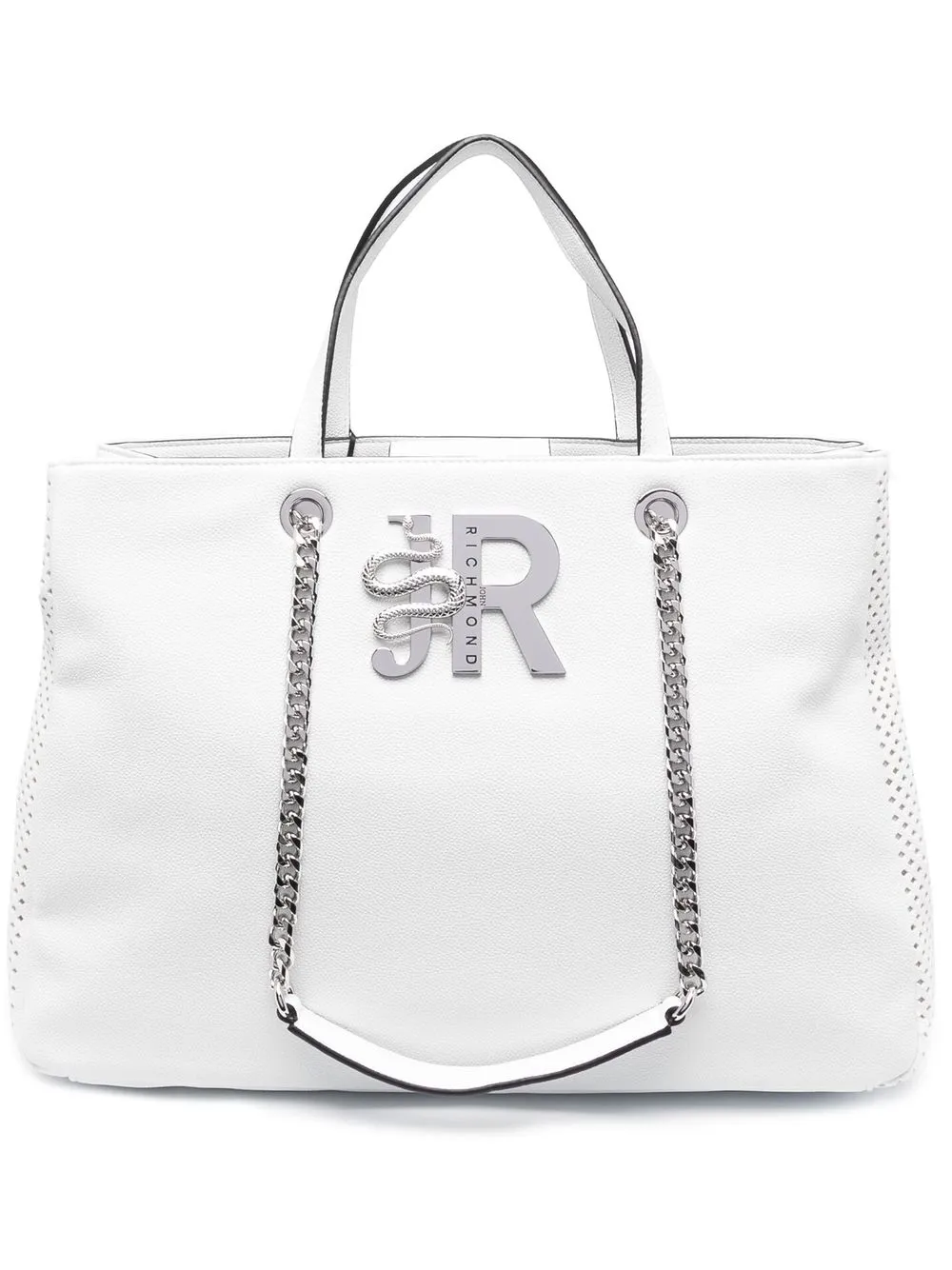 

John Richmond bolsa de hombro con placa del logo - Blanco