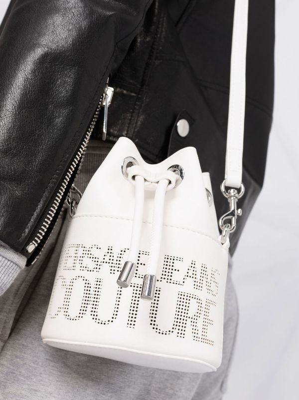 versace black and silver bucket bag