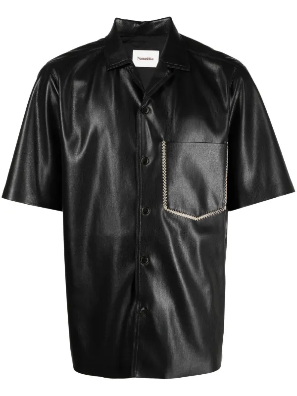 Nanushka short-sleeved faux-leather 