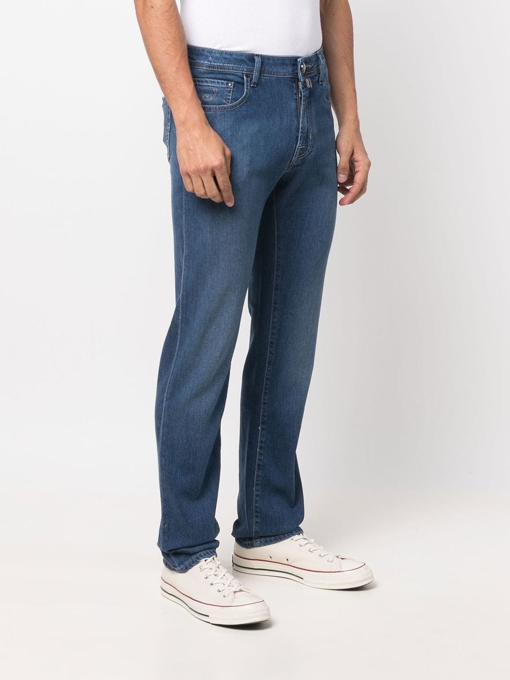Shop Jacob Cohen Washed Straight-leg Jeans In Blue
