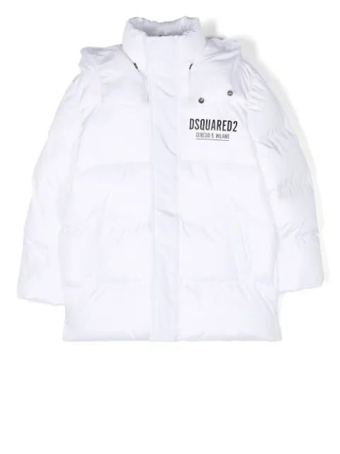 DSQUARED2 KIDS chamarra capitonada con logo en el pecho