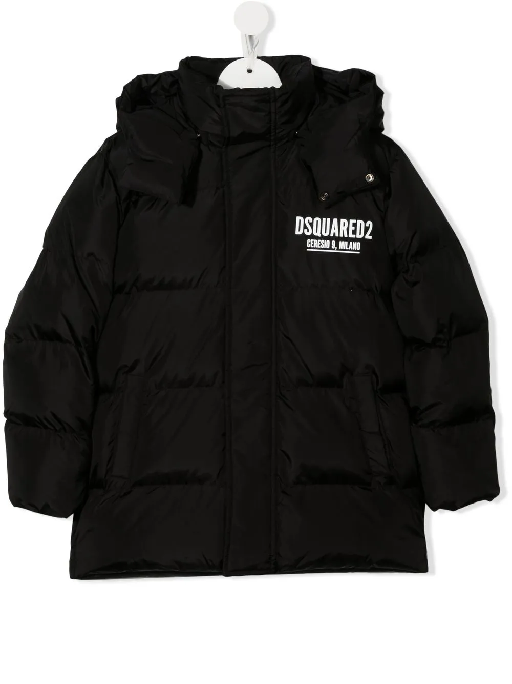

Dsquared2 Kids chamarra capitonada con capucha y logo - Negro