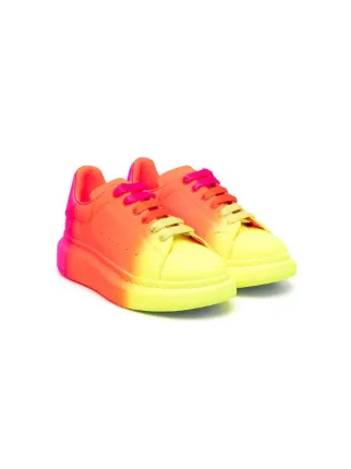 Alexander McQueen Kids gradient effect lace up Trainers Yellow FARFETCH