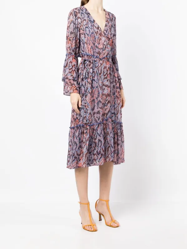 snakeskin print wrap dress