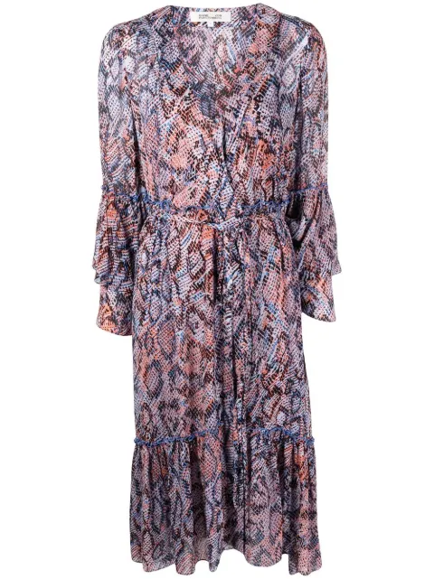 DVF Diane von Furstenberg vestido con diseño cruzado con estampado de piel de serpiente