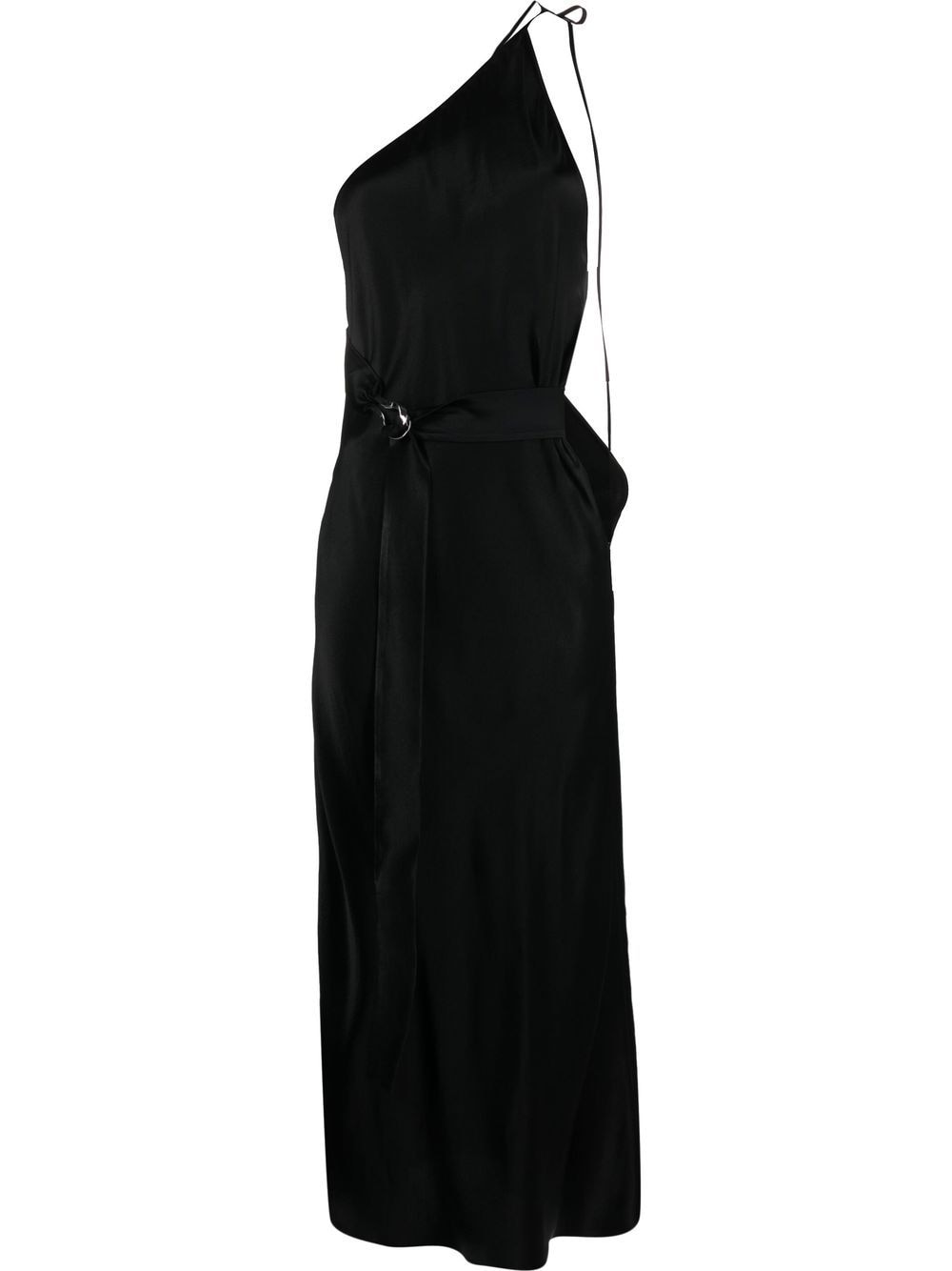 Materiel One-shoulder Satin Dress In Black | ModeSens