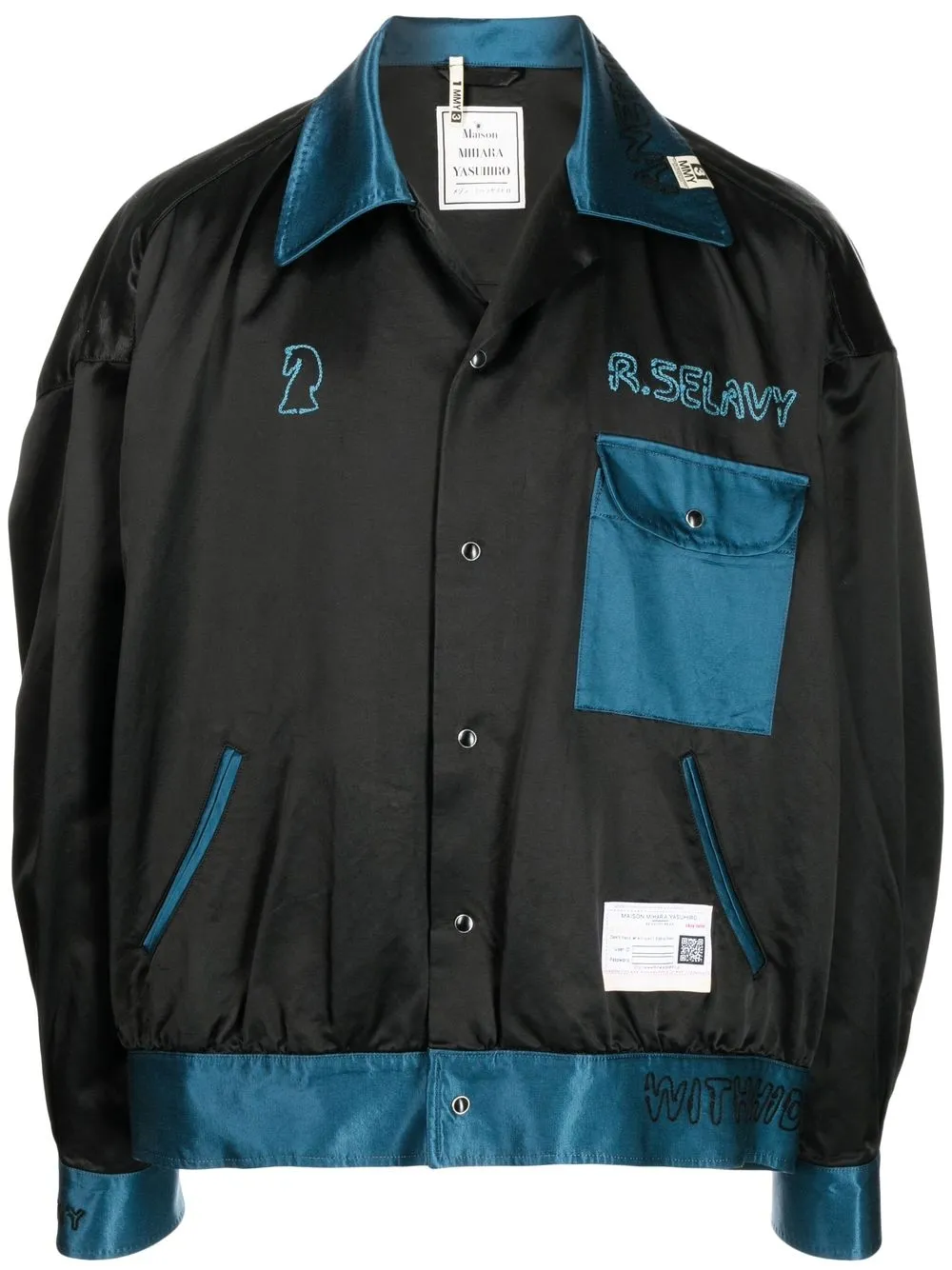 

Maison Mihara Yasuhiro chamarra bomber con logo estampado - Negro