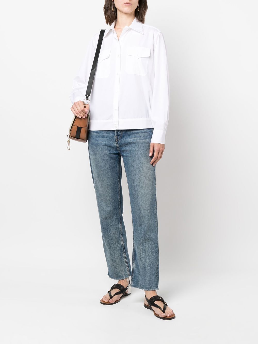 Shop Aspesi Long-sleeved Cotton Shirt In Weiss