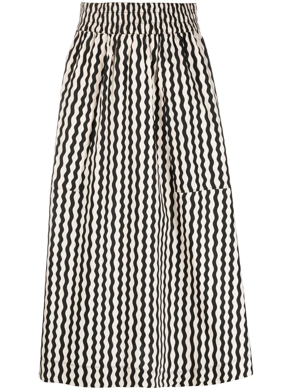 By Malene Birger Tarrana Midirock in A-Linie mit Wellenstreifen - Schwarz