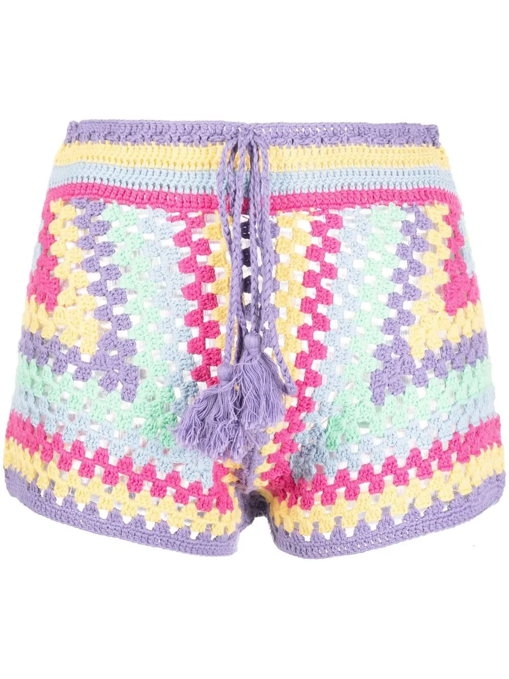 Mc2 Saint Barth Drawstring Crochet-knit Shorts In Rosa