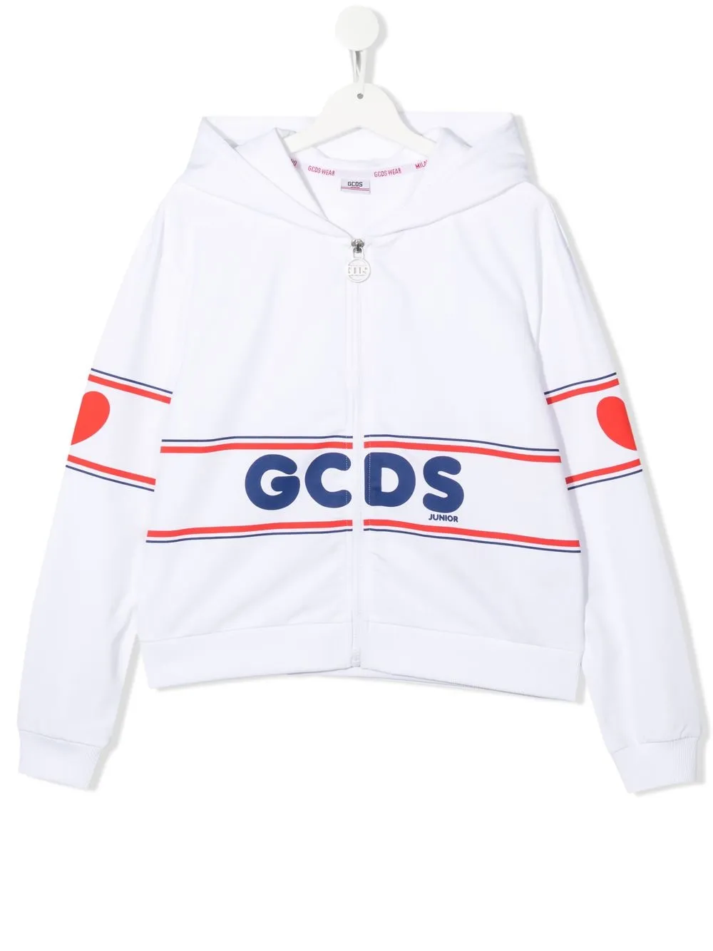 

Gcds Kids hoodie con logo estampado y cierre - Blanco