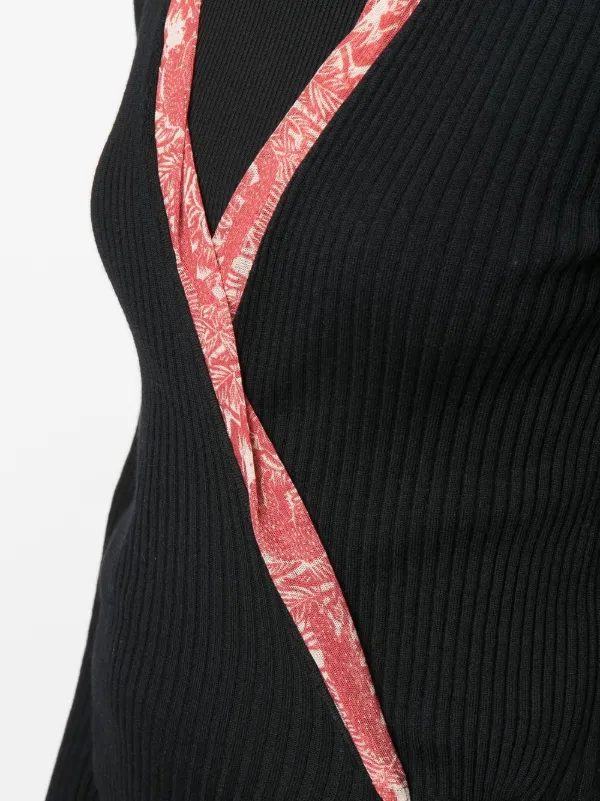 Jean Paul Gaultier Pre-Owned 1990s Ribbed Wrap Cardigan | Black
