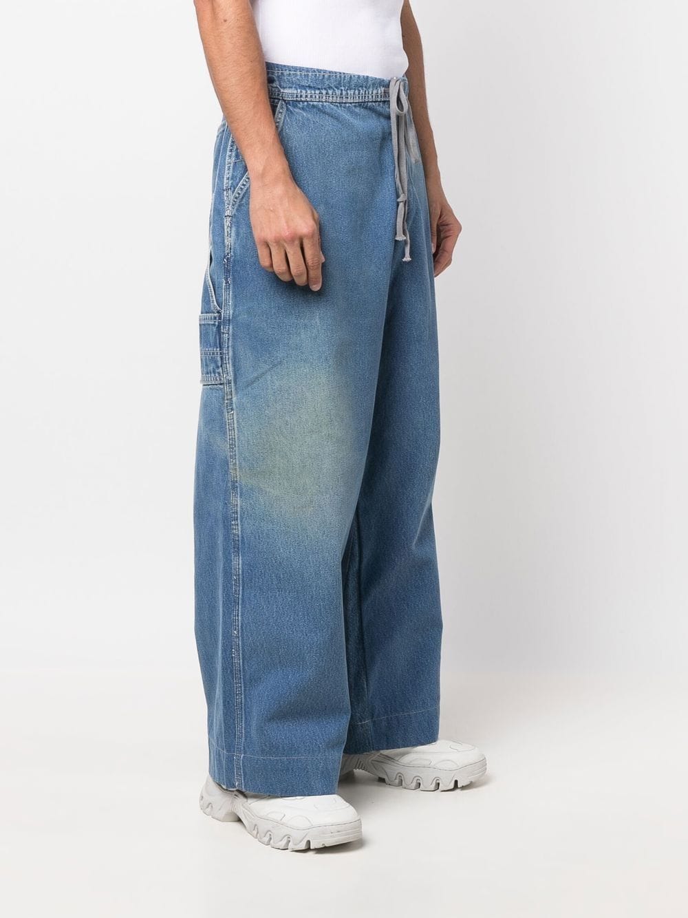 Greg Lauren Wide-leg Drawstring Jeans In Blue | ModeSens