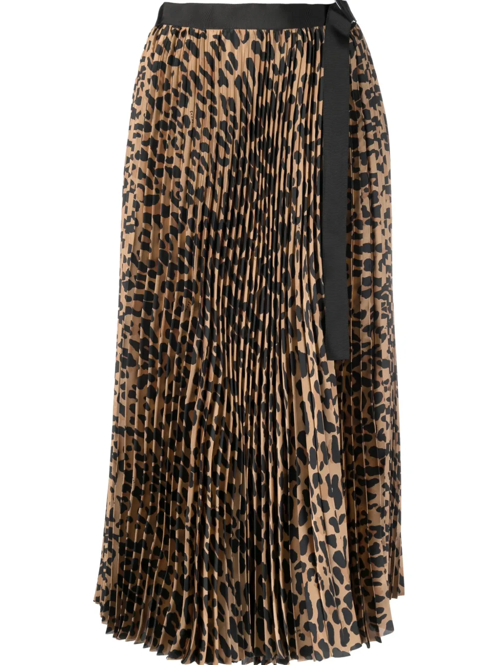 

sacai falda plisada con estampado de leopardo - Negro