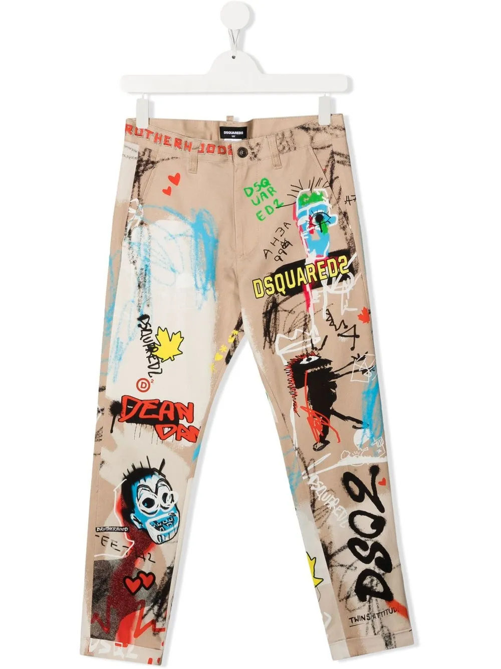 

Dsquared2 Kids TEEN logo-print straight-leg trousers - Neutrals