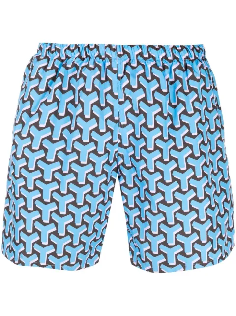 yes i am geometric-print swim shorts