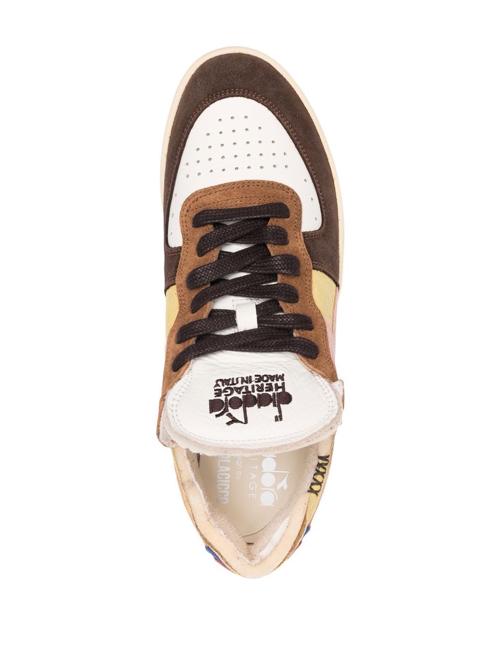 Shop Diadora Colour-block Lace-up Sneakers In Yellow