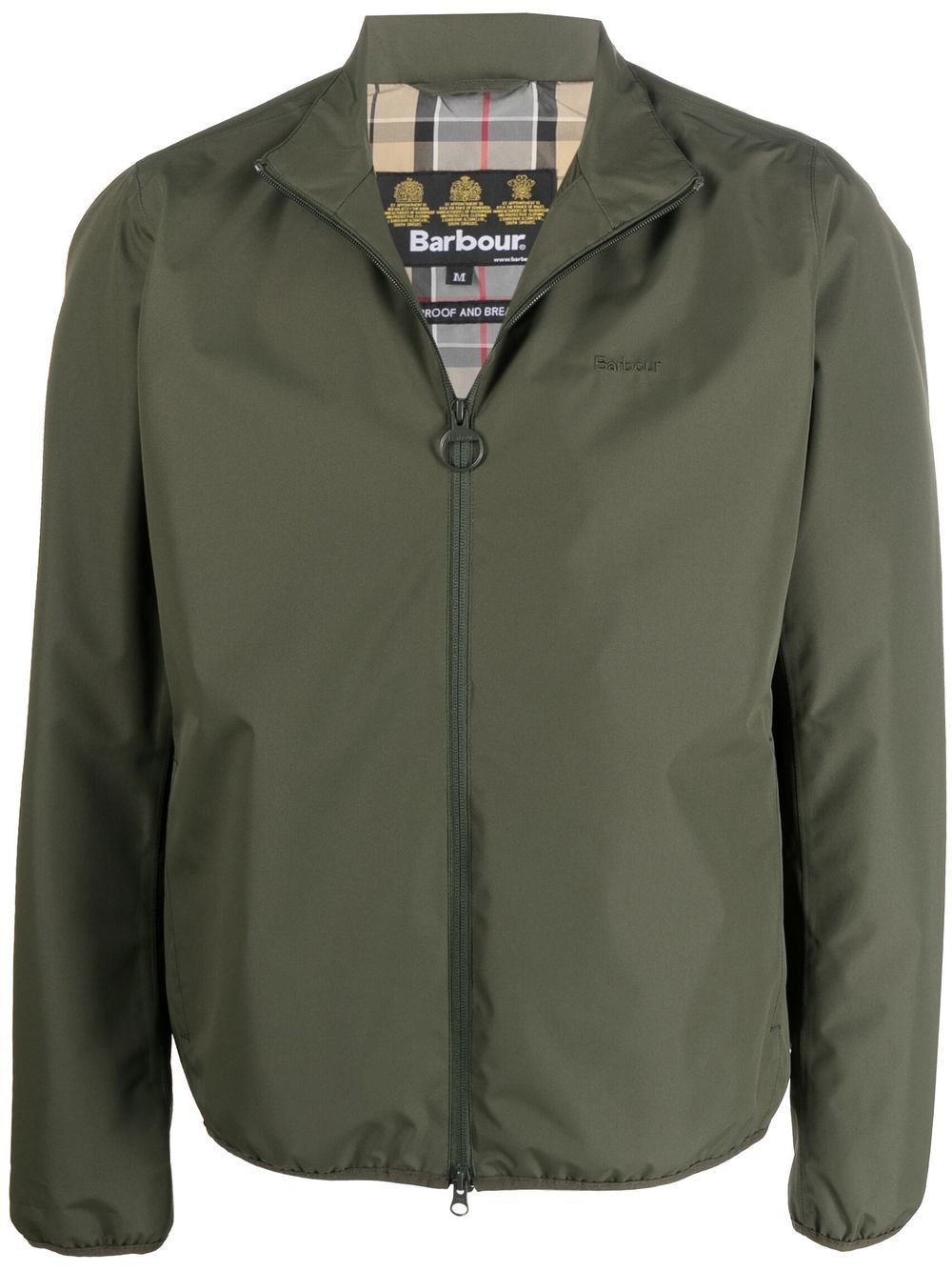Shop Barbour Logo Zipped Bomber Jacket In Green