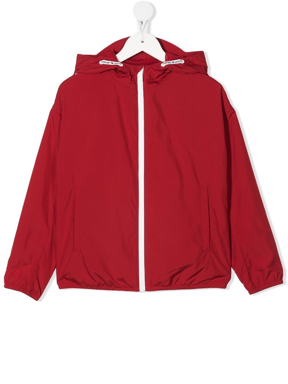 

Emporio Armani Kids TEEN logo print zip hooded jacket - Red