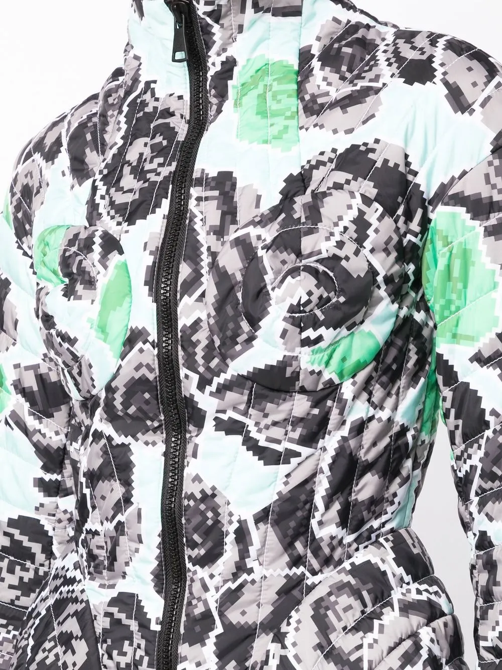 Sculpted Floral-Print Puffer Jacket