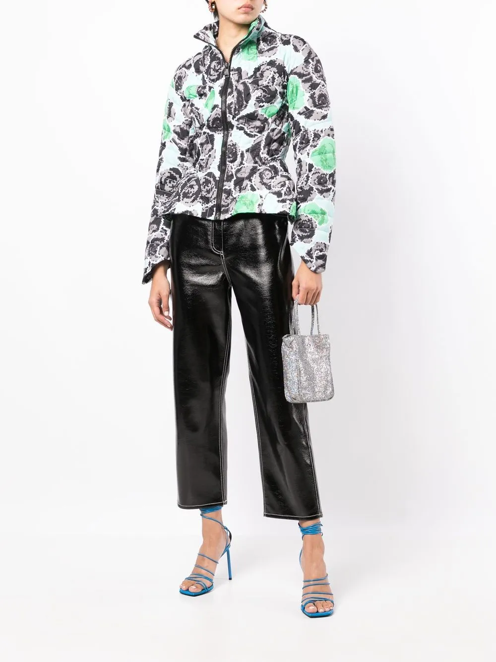 Sculpted Floral-Print Puffer Jacket