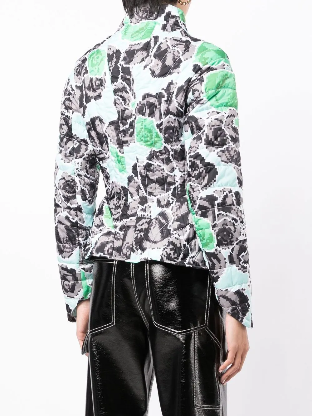 Sculpted Floral-Print Puffer Jacket