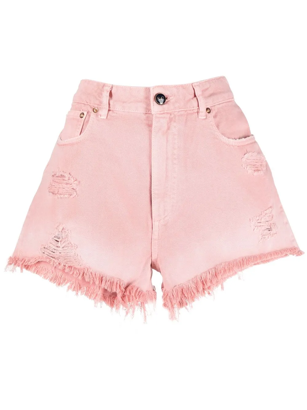 

Semicouture shorts de mezclilla con efecto envejecido - Rosado