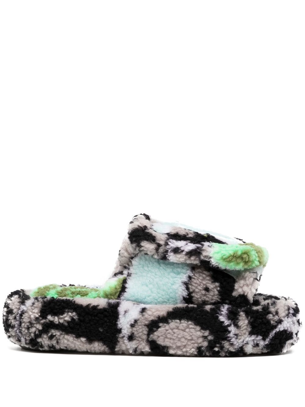 Natasha Zinko Camouflage-pattern Faux Fur Slides In Grey