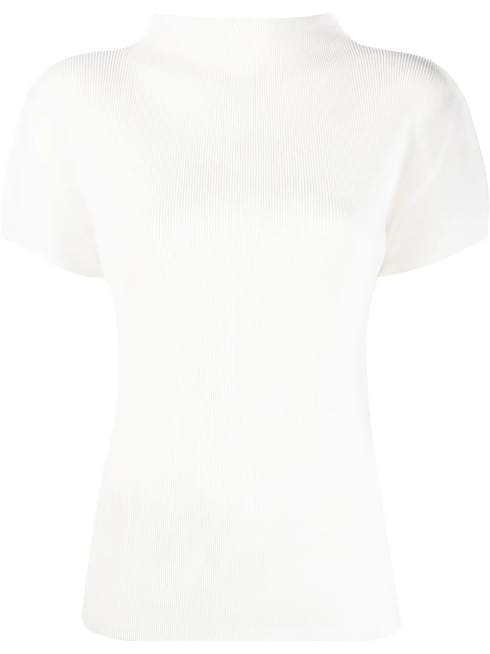 

Pleats Please Issey Miyake top tejido de canalé con cuello de tortuga - Blanco
