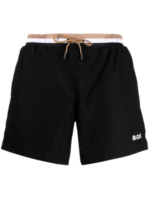BOSS logo-print swim shorts