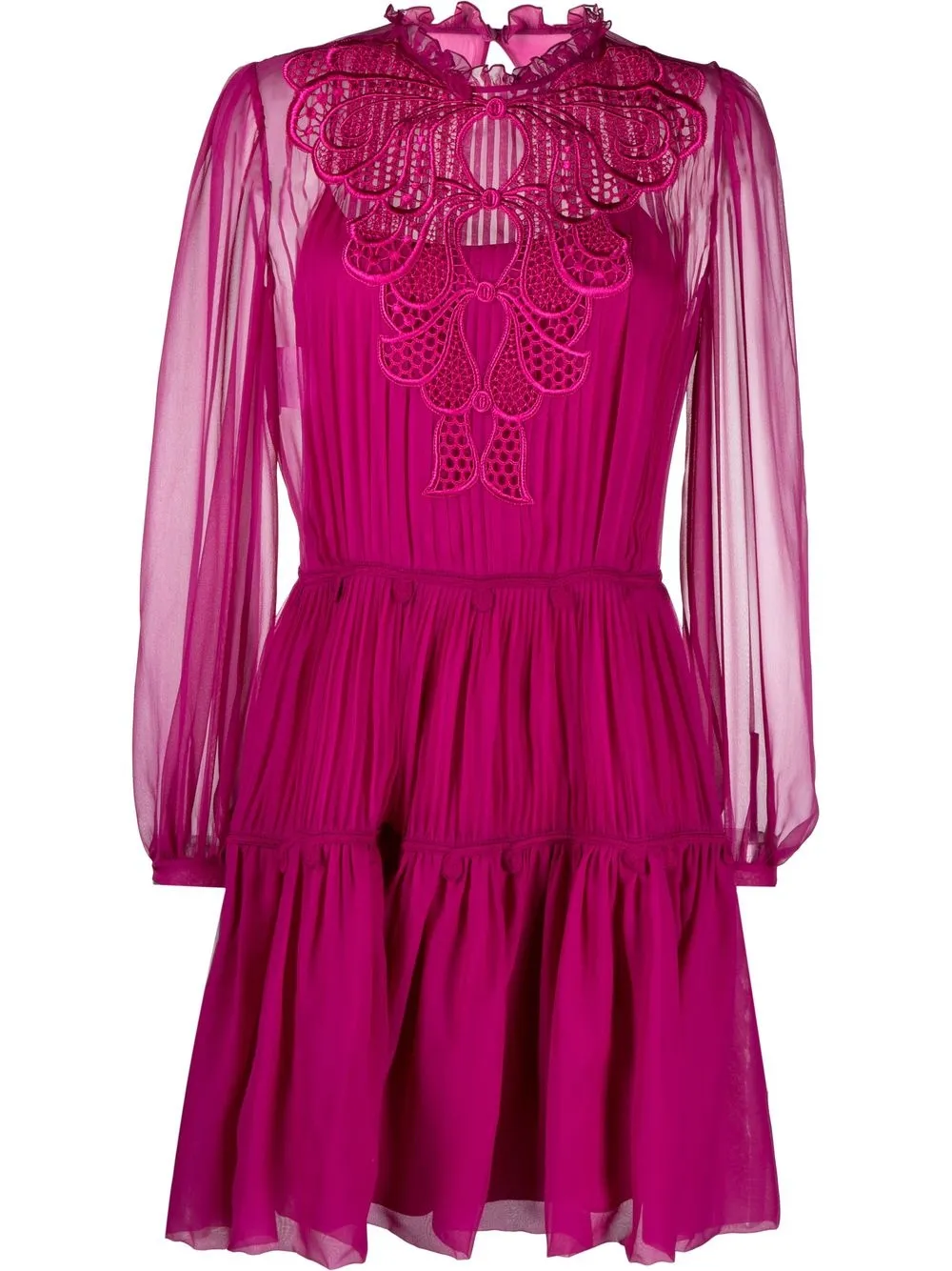 Alberta Ferretti Chiffon jurk met borduursels Roze