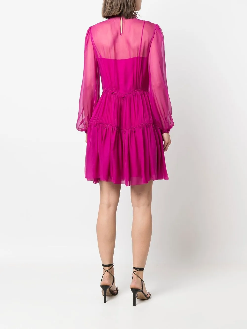 Alberta Ferretti Chiffon jurk met borduursels Roze