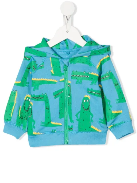 Stella McCartney Kids هودي بسحاب وطبعة تمساح