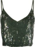 P.A.R.O.S.H. sequin-embellished cropped cami top - Green