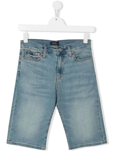 POLO RALPH LAUREN KIDS shorts de mezclilla con parche del logo