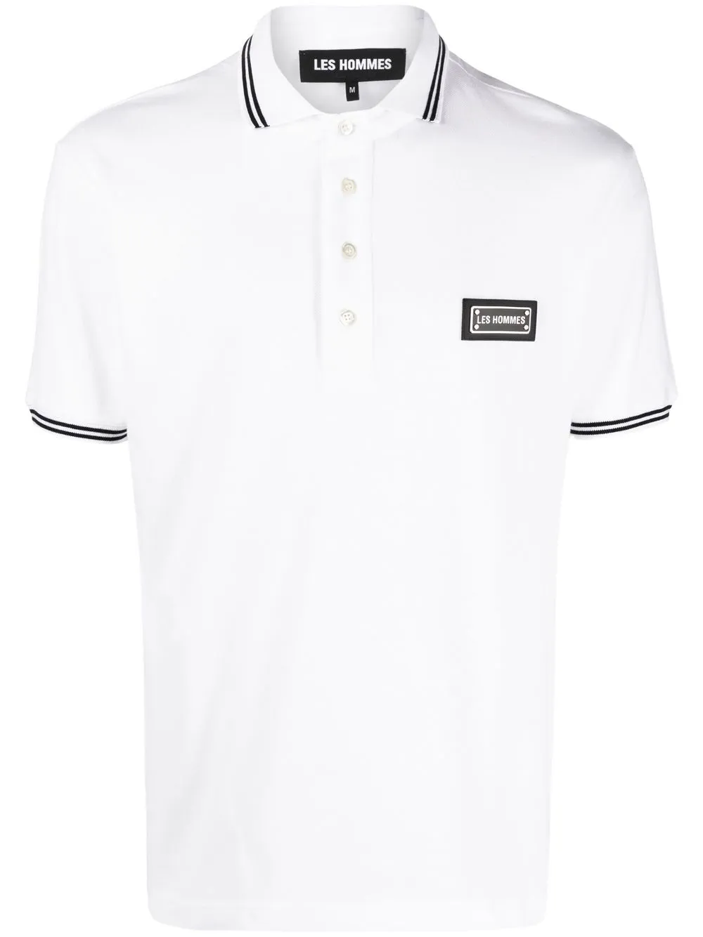 

Les Hommes playera tipo polo con placa del logo - Blanco