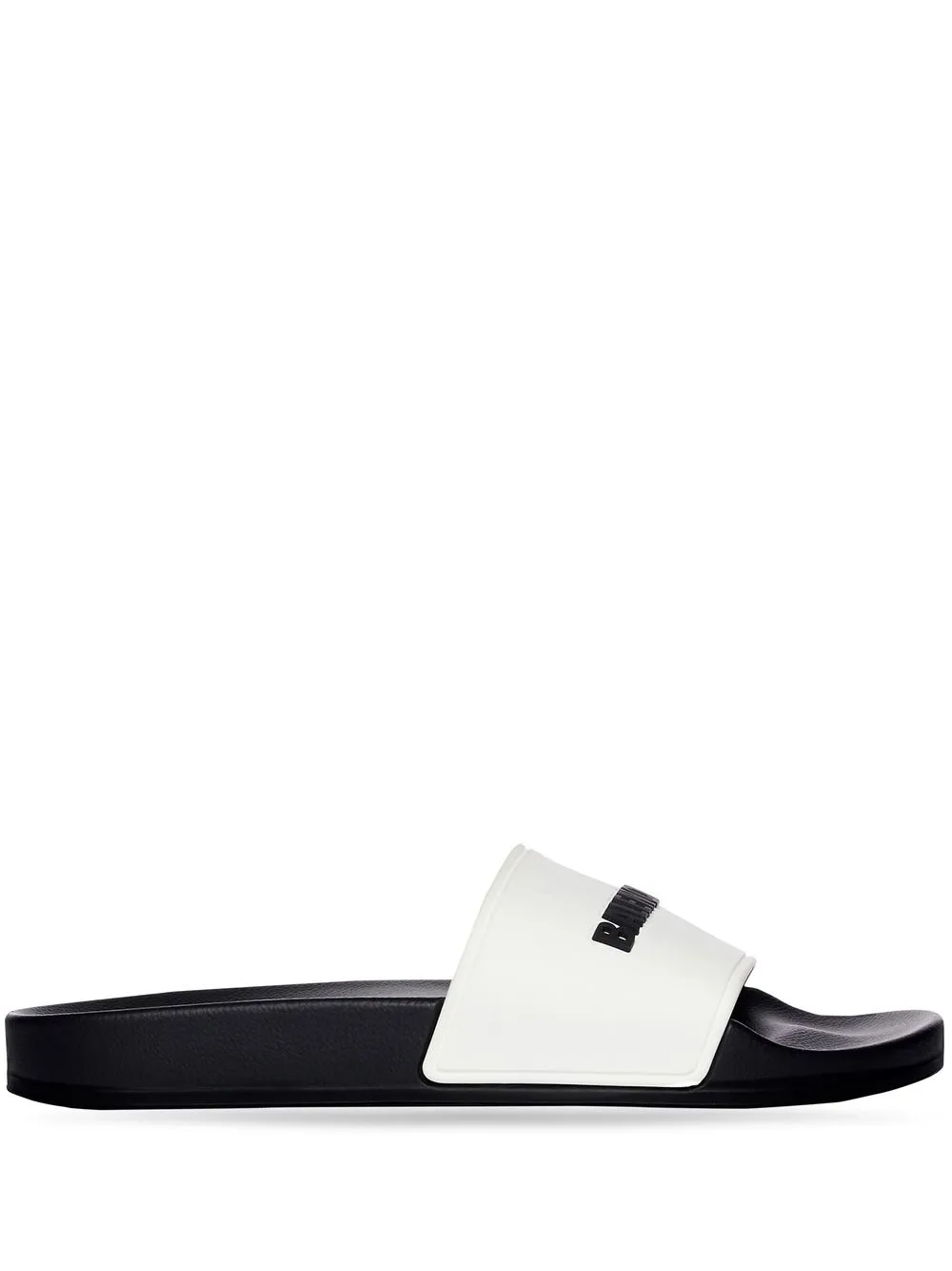 Shop Balenciaga Logo-embossed Slides In White