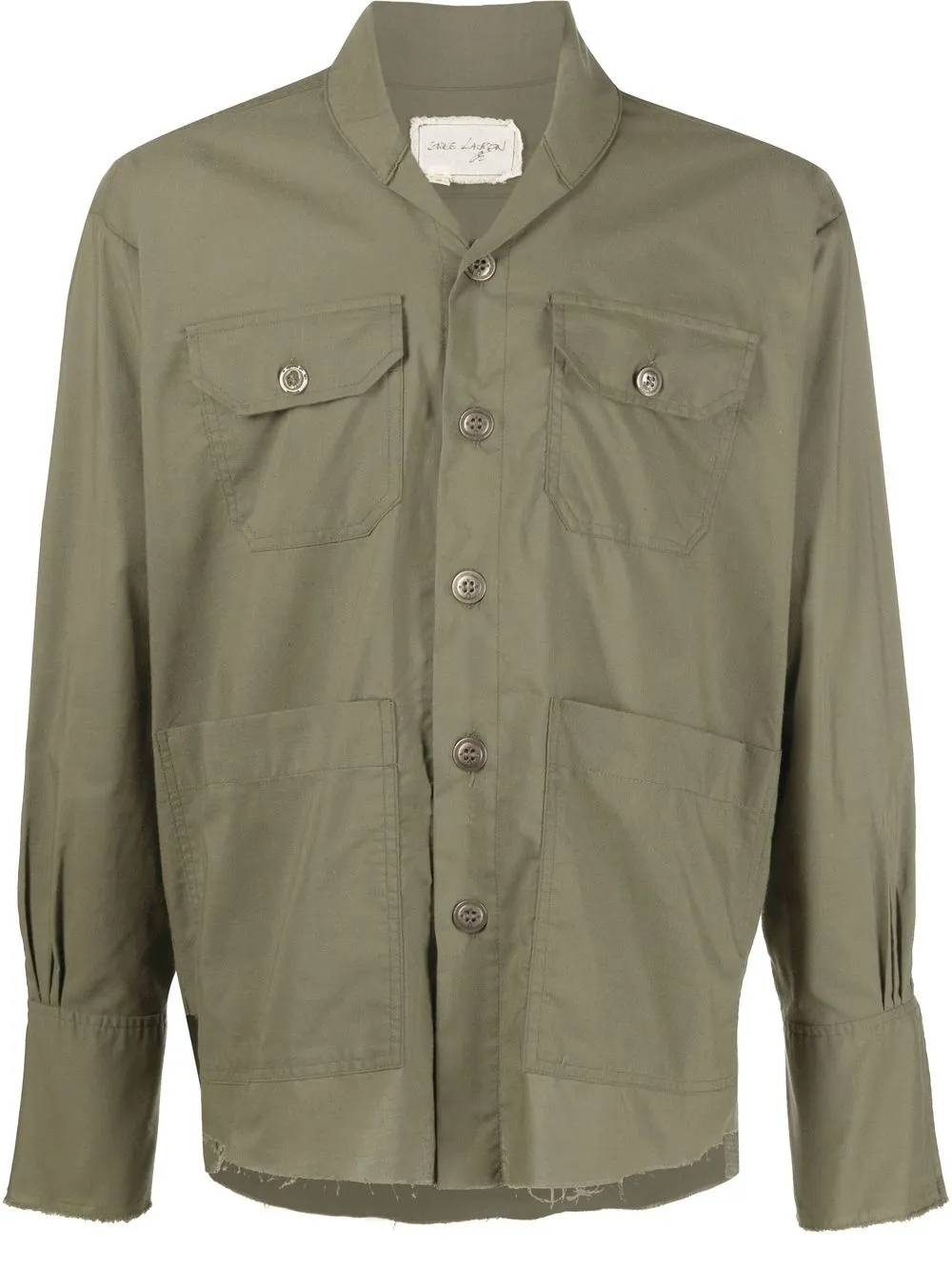 

Greg Lauren long-sleeve raw-edge shrit - Green