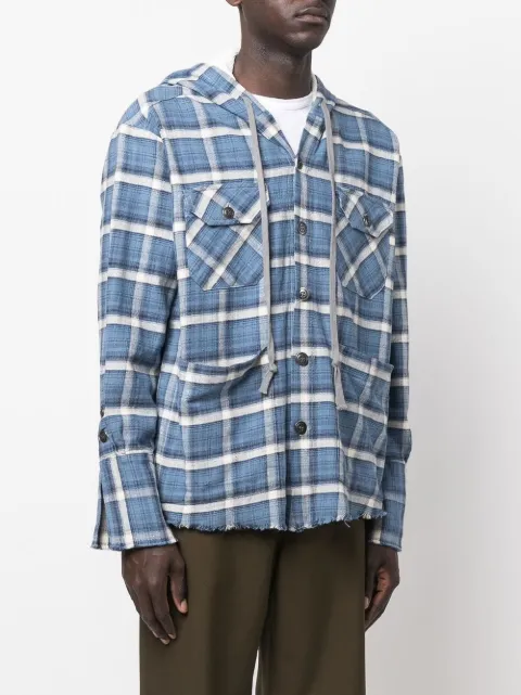Greg Lauren check-print Hooded Shirt 