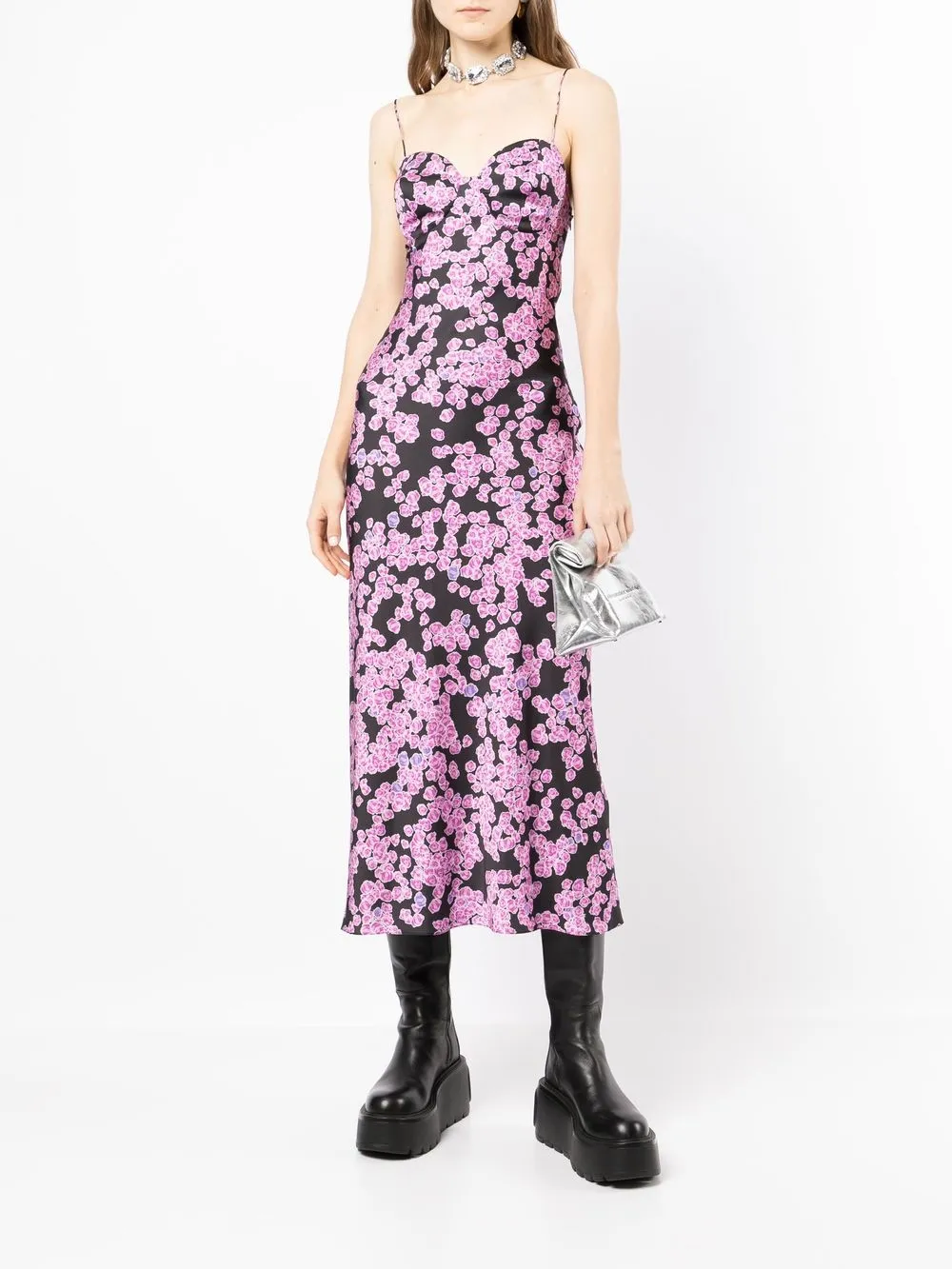 Natasha Zinko Midi-jurk met bloemenprint - Zwart
