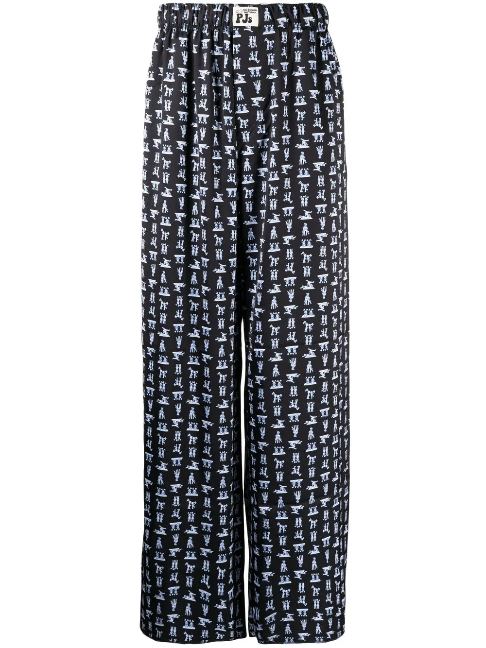 

Natasha Zinko Yoga Bunny-print wide-leg trousers - Black