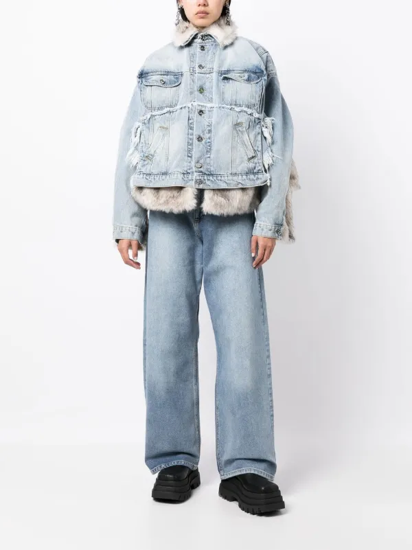 Natasha Zinko faux-fur Hybrid Denim Jacket | Blue | FARFETCH