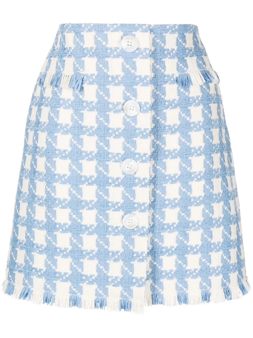 

Oscar de la Renta frayed check A-line skirt - Blue