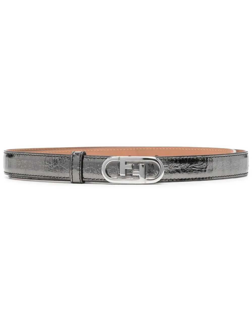 FENDI cinturón metalizado con placa del logo | gris | Image 1