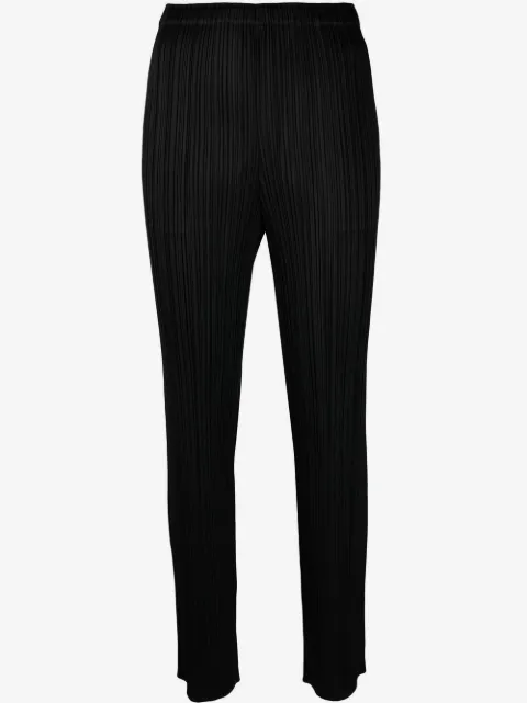 Pleats Please Issey Miyake Calça reta com cós elástico