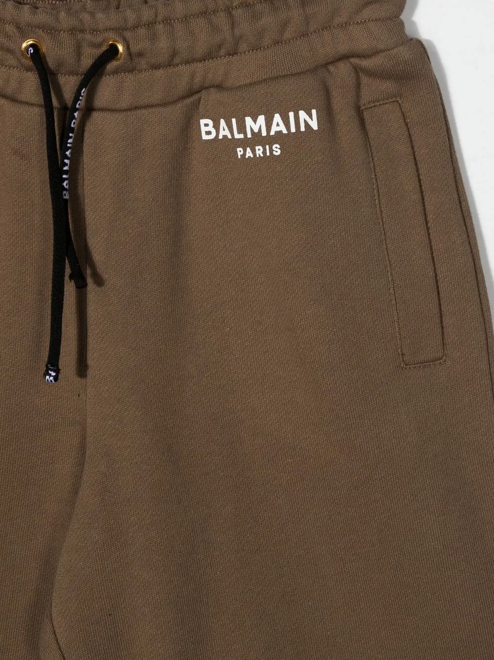  Balmain Kids Logo Print Track Shorts - Brown 